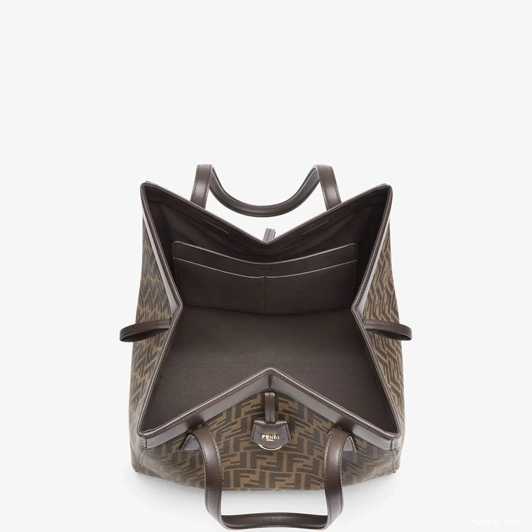 Cheap HOT FF Fendi Large Fabric Origami In Motif Brown Bag 0811